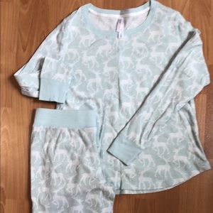 Thermal mint reindeer pajamas